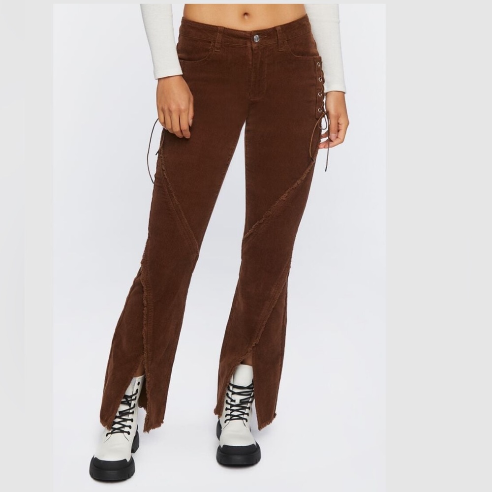 Forever 21 Women’s Corduroy Lace-Up Pants